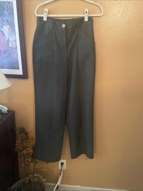 River Island Dark Green Wide-Leg High-Waist Trousers